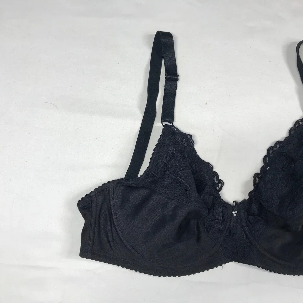 Wacoal Black Floral Lace Underwire Bra Unlined WB 7322 Size E 75 / 34DD